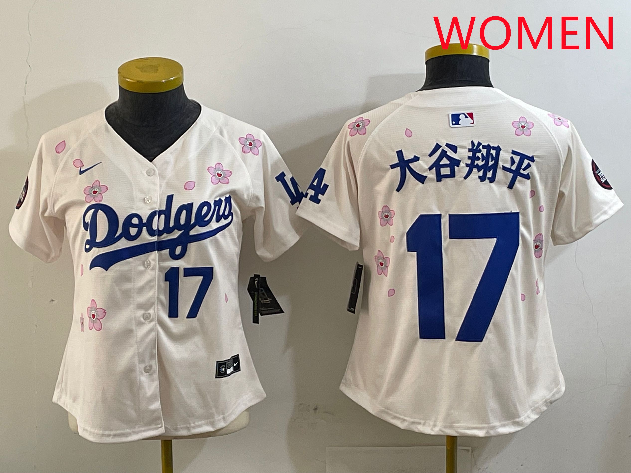 Women Los Angeles Dodgers #17 Ohtani Cream Sakura Edition 2025 Nike MLB Jersey style 22->women mlb jersey->Women Jersey